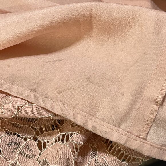 Asos Formal Dress Full Length Peach Lace Bridesmaid Wedding Size 4 (READ) - Picture 8 of 10